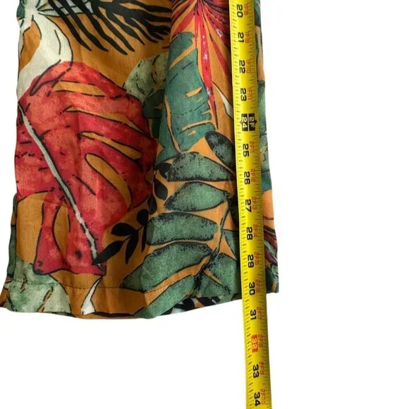 Pretty Little Thing Orange Big Leaf Tie Front Wide Leg Beach 2-Pc Set Sz10 NWT - Picture 14 of 14